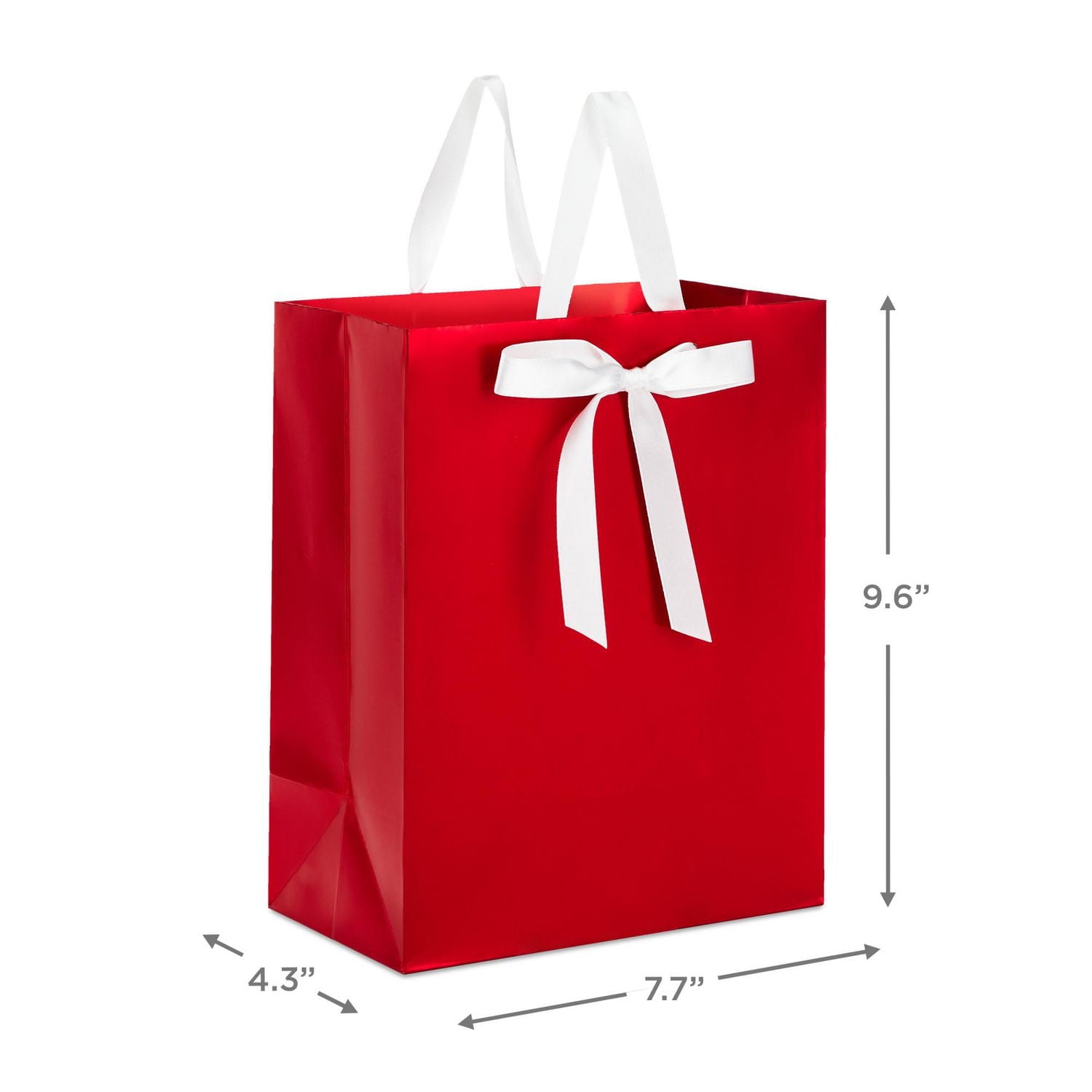 Hallmark 9" Medium Gift Bag (Red Foil with White Bow) for Valentine's Day, Christmas, Birthdays, Parties or Any Occasion