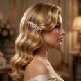 thumbnail image 6 of Miallo Rose Gold Sparkling Crystal Bridal Hair Comb Featuring Marquise Leaf Cluster for Elegant Wedding Hairstyles, 6 of 8