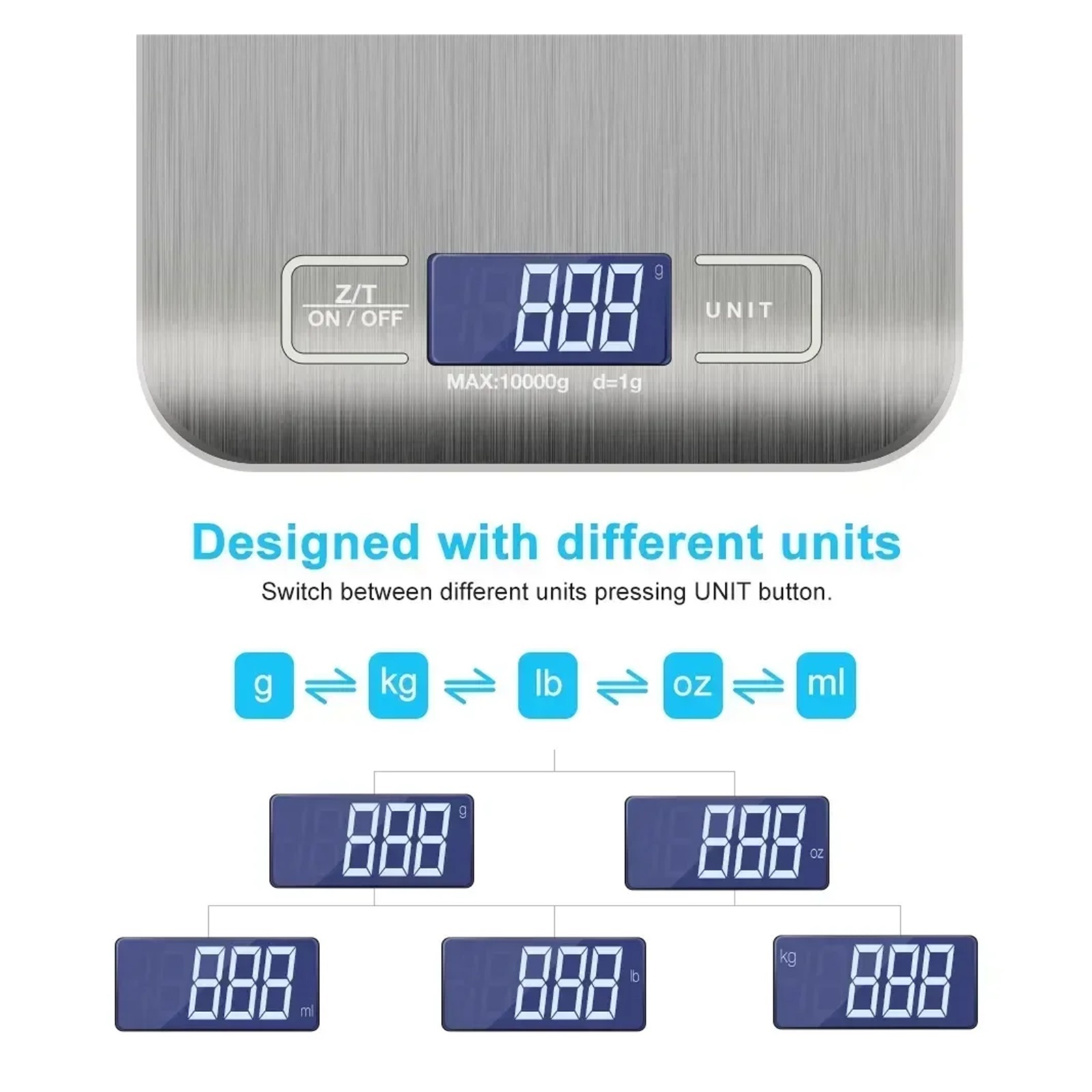 5/1kg Household Kitchen Diet Scales Measuring Tool Slim LCD Digital Scale Electronic ,Multifunction