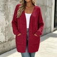 thumbnail image 3 of Women's Knit Cardigan Sweater Long Sleeve V-Neck Relaxed Fit Fall Tops with Pockets, 3 of 9