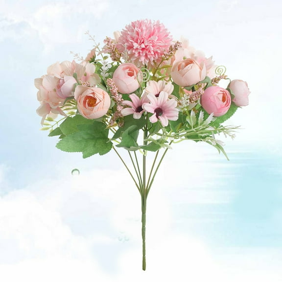 HINTRMENT 1 Bundle Light Pink Artificial Flower Bud Realistic Style Wedding Flowers Decorations