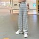 thumbnail image 5 of VISgogo Pantalones rectos de pierna ancha para mujer, pantalones largos casuales de cintura alta con estampado a cuadros y ajuste relajado VISgogo  moda, 5 of 8