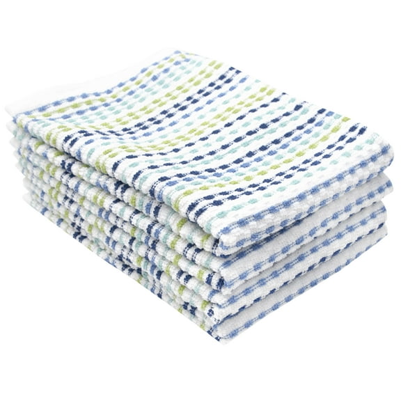 RITZ Pebble Cotton Terry Bar Mop Kitchen Towel, 16x18, Set of Four, Cool Blue Green
