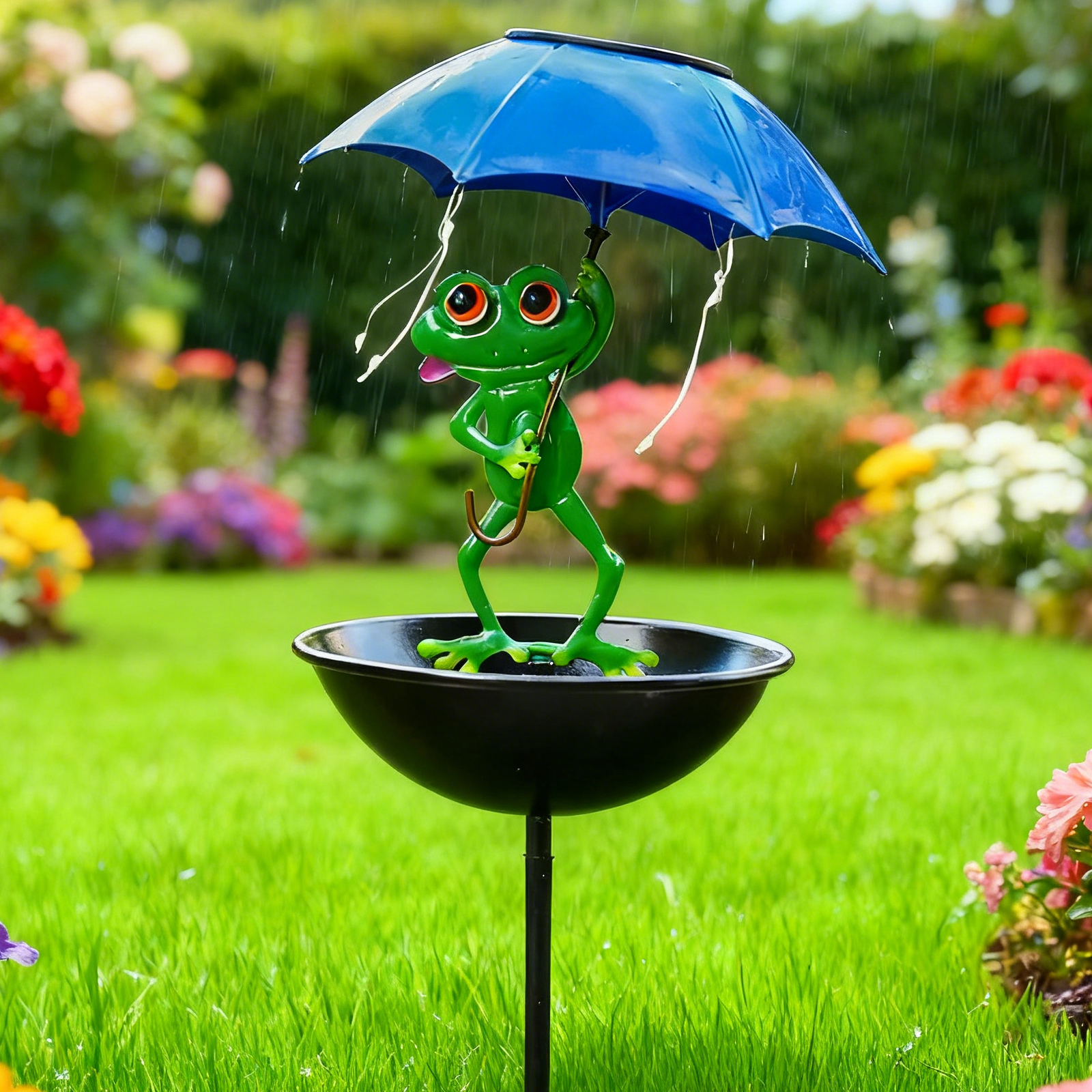 Solar Powered Bird Feeder with Hummingbird Perch, Outdoor Garden Lights, Artistic Ornaments
