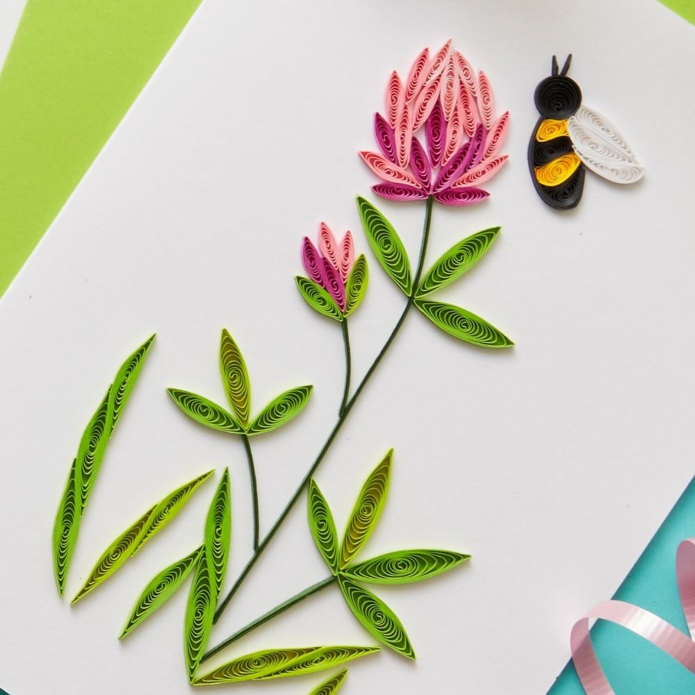 Vietnam Hand Quilled Paper Flowers Greeting Card Set