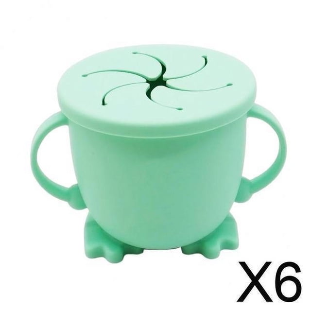6x Vaso De Silicona Para Refrigerios A Prueba De Derrames Para Bebés Y Niños Pequeños Con Tapa Tazón Para Refrigerios Verde Primavera