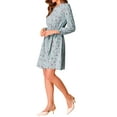 thumbnail image 4 of INSPIRE CHIC Women's Wear to Work Choker Belted Keyhole V Neck Floral Dress Powder Blue XS, 4 of 6