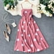 thumbnail image 4 of Vestido de lunares para mujer, sin espalda, sin mangas, con una línea de vestido largo de cintura alta, rosa Vogacara AP001541-02B, 4 of 7