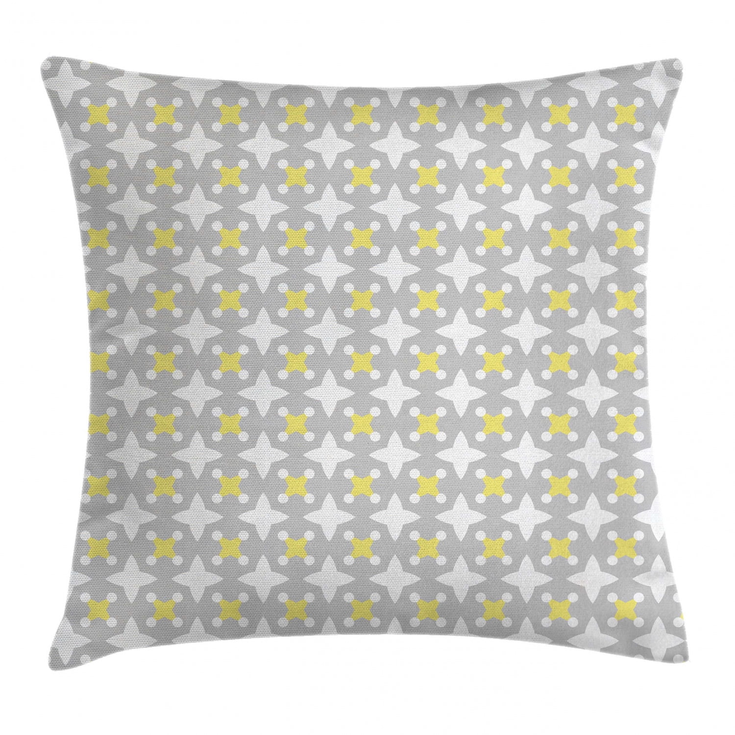 Grey and Yellow Throw Pillow Cushion Cover, Retro Geometric Vintage