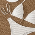 thumbnail image 4 of uvwlwu Women Ribbed Triangle Halter Bikini Top with Tassel Charm Two Piece Swimsuit,L, 4 of 6