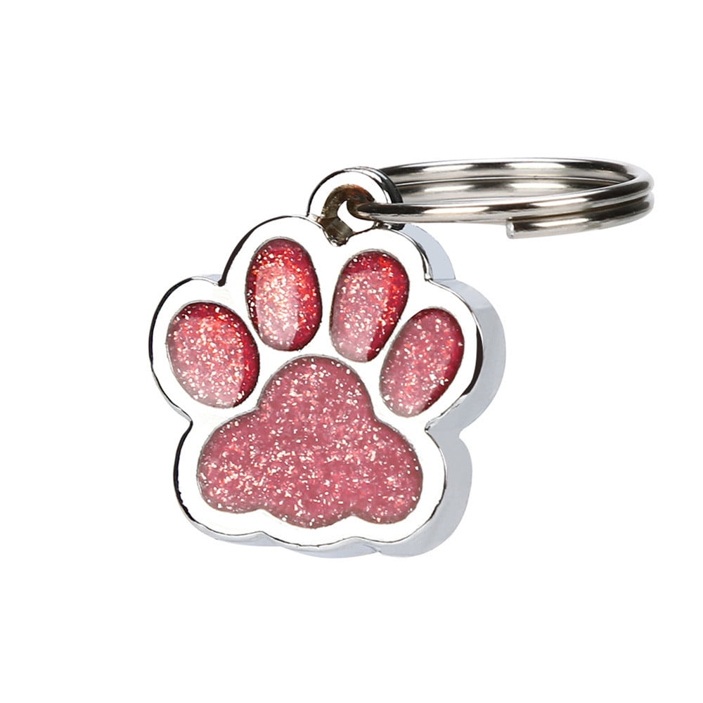 Glitter paw print pet id tags custom engraved dog cat tag personalized hotsell