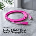 thumbnail image 2 of Powertek 6ft USB-C to USB-C Cable, Pink, Neon Silicone, Fast Charging, Durable Charging Cord with Consistent Data Transfer, 2 of 6