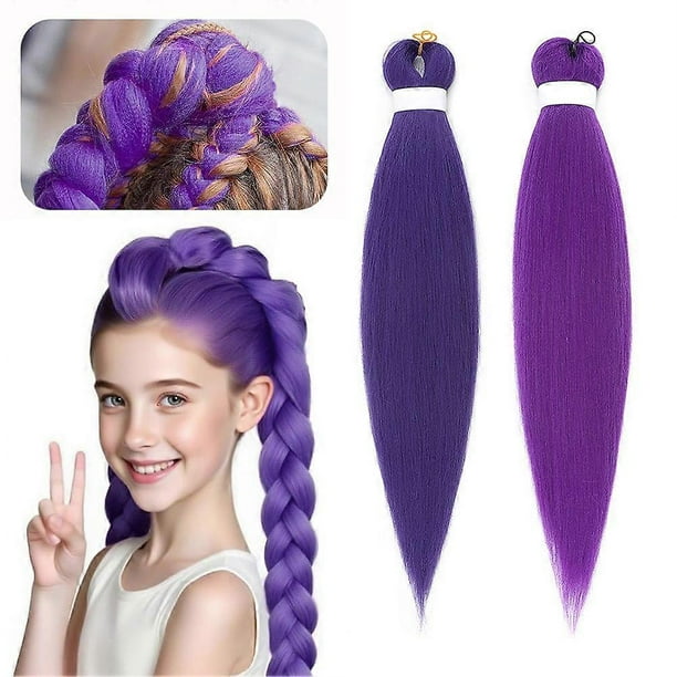 Purple Pre-stretched Braiding Hair Extension, Demon Hunters Rumi Costume Hair Extension for Kids, Anime Halloween Cosplay Props