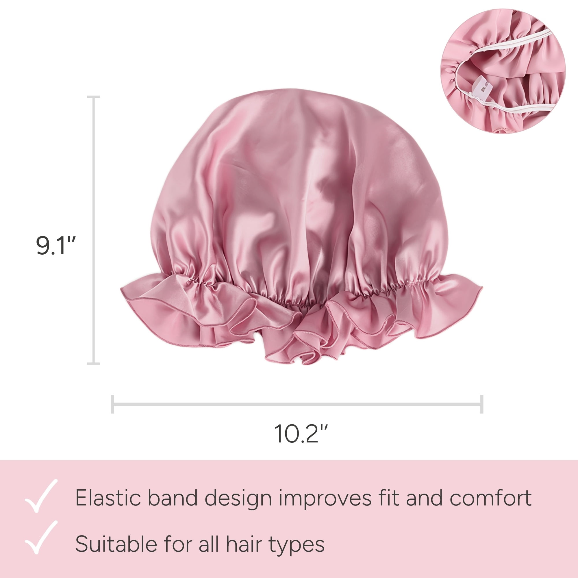 SusanSilk Premium Mulberry Silk Shower Bonnet, Breathable Hair Protection, Adjustable Elastic
