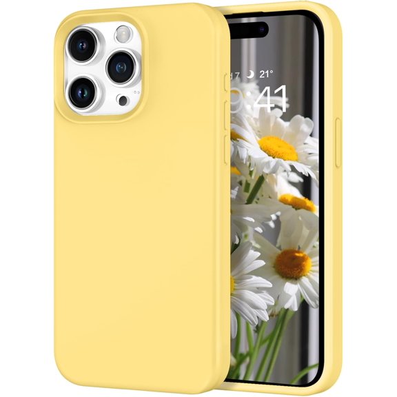 for iPhone 15 Pro Max Case, Phone Case for iPhone 15 Pro Max Silicone Women Men Gel Rubber Microfiber Lining Cushion Cover Shockproof Protective-Yellow