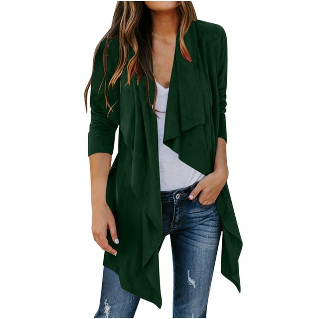 SHTXOZHI Cardigans Décontractés pour Femmes à Manches Longues Ouvert Vestes Tendance Manteau d'Automne