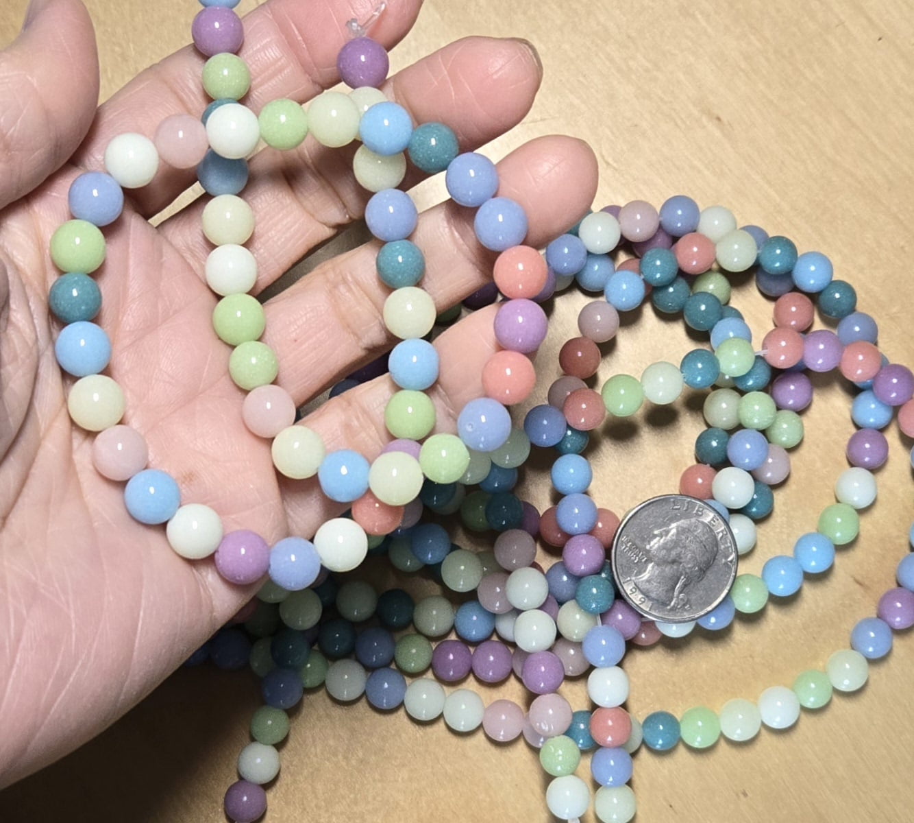 Glow In Dark Beads Glass Bulk for Bracelets, DIY Jewelry Supplies, Gift for Beaders, 8mm Round, 300 pcs