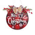 thumbnail image 1 of Merry Christmas Hanging Sign Wooden Wreath with Bow for Home, 1 of 10