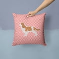 thumbnail image 2 of Cavalier King Charles Spaniel Checkerboard Pink Fabric Decorative Pillow, 2 of 4