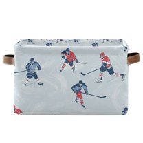 Yayeee Canvas Storage Basket with Handles for Shelves Fabric Bins Closet Organizer, Hockey Action Zone