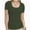 Olive green, variant on Women's Summer Scoop Neck Short Sleeve T-Shirts Ribbed Knit Slim Fitted Casual Basic Top
