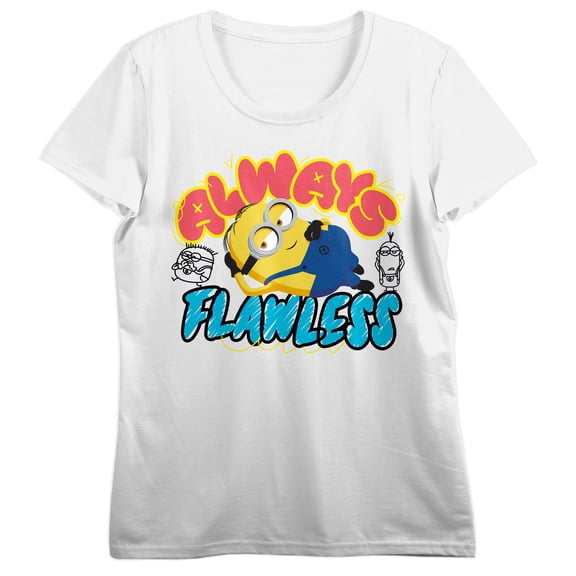 Minions Always Flawless Women's White Crew Neck Short Sleeve T-shirt-XS