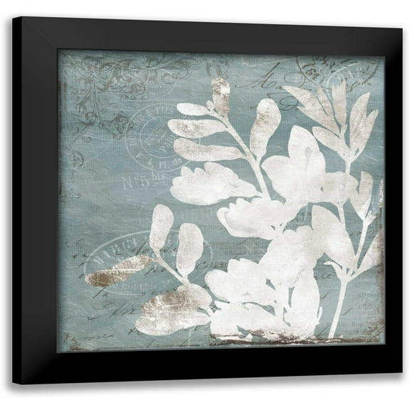 Grey, Jace 12x12 Black Modern Framed Museum Art Print Titled - Floral Blues mate