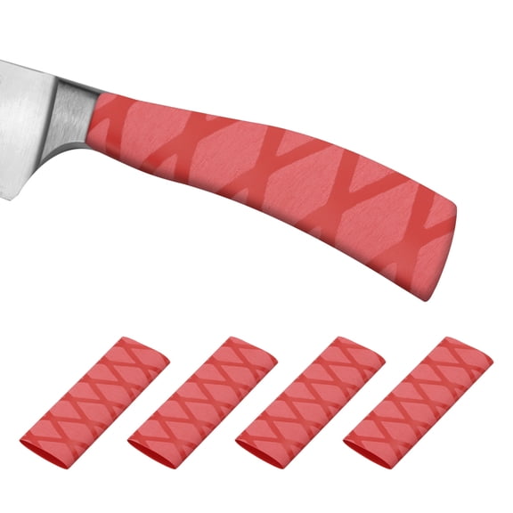 Uxcell Cutting Knife Handle Heat Shrink Sleeve 2.2"x4.9" Chef Cutter Non Slip Wrap, Red X Pattern, 4 Pack