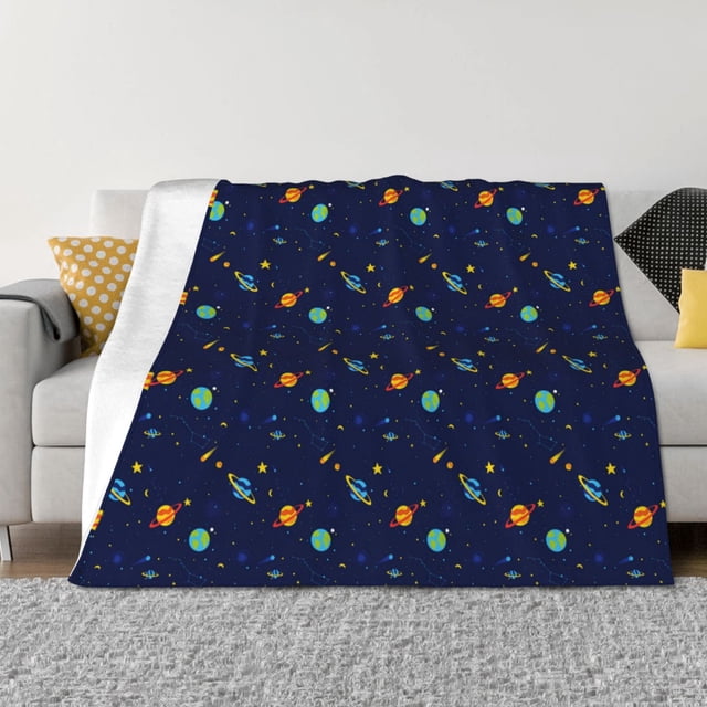Fotbe Space Galaxy Manta de Franela con Estampado, Manta Ultrasuave para Cama, Sofá, Auto, Hipoalergénica y Antibolitas-60"x50"