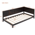 thumbnail image 2 of Twin Size Daybed, Wood Low Bed Sofa Bed Frame with Headboard and Sideboard, Floor Bed with Slats Support for Kids Room, Bedroom, Living Room, Dual-use Modern Sofa Bed for Teens Adults, Espresso, 2 of 9