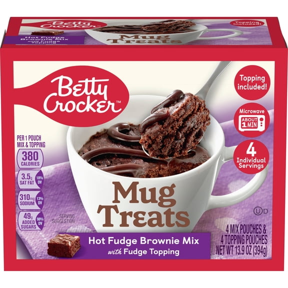 Pack Of 3 Betty Crocker Mug Treats Hot Fudge Brownie Mix, 4 ct (Package May Vary)