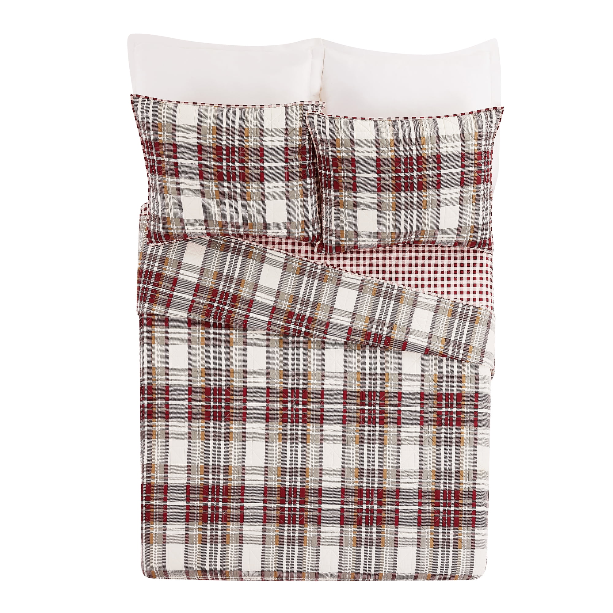 Laurel & Mayfair Camden Plaid Red 3-Piece Quilt Set, King