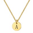 thumbnail image 1 of Flmtop Femmes Lettre Ronde Pendentif Titane Acier Chaîne Clavicule Collier Bijoux Cadeau, 1 of 10