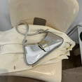 thumbnail image 4 of Bolso de hombro FLhrweasw Bolsos de mujer Moda Brillante PU Sólido Bajo el brazo Plata, 4 of 9