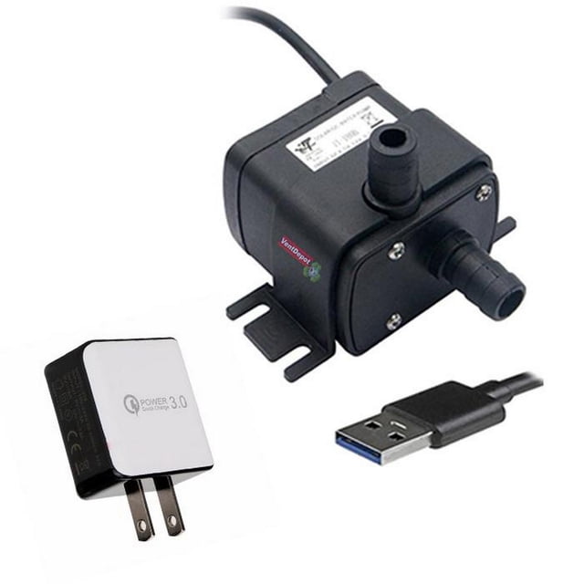 Bombas de Agua con Cargador MiniPumpex 2.m=72L/hr 0m=240L/hr 6W USB Entrada 8mm Salida 8mm 12V 100-240V 60Hz 1xUSB.