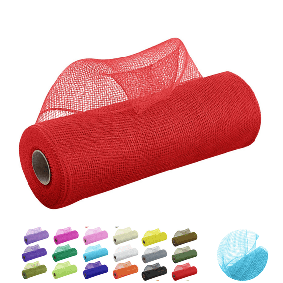 1Roll Floral Net Wrap Decorative Mesh Fabric Breathable Netting for Wedding Flower Gift Packaging, 26cm x 10yd, Red