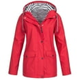 thumbnail image 1 of Ikevan Veste de Pluie Imperméable à Capuche pour Femmes, Grande Taille, Coupe-Vent, Rouge 18(TTTG), 1 of 3