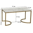 thumbnail image 2 of Household Essentials Half Moon Rectangular Coffee Table White Marble and Gold Metal, 2 of 6