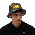 thumbnail image 4 of Lukts Space Planet Print Double-Side-Wear Reversible Reflective Bucket Hat Travel Beach Hat, 4 of 6