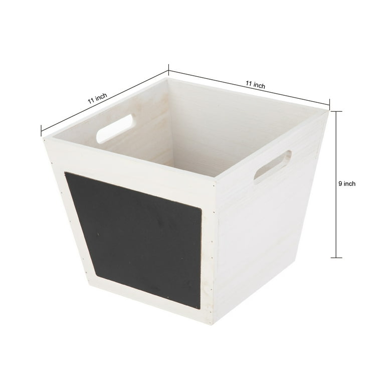 Your Zone White Paulownia Wood Storage Bin with Chalkboard Label