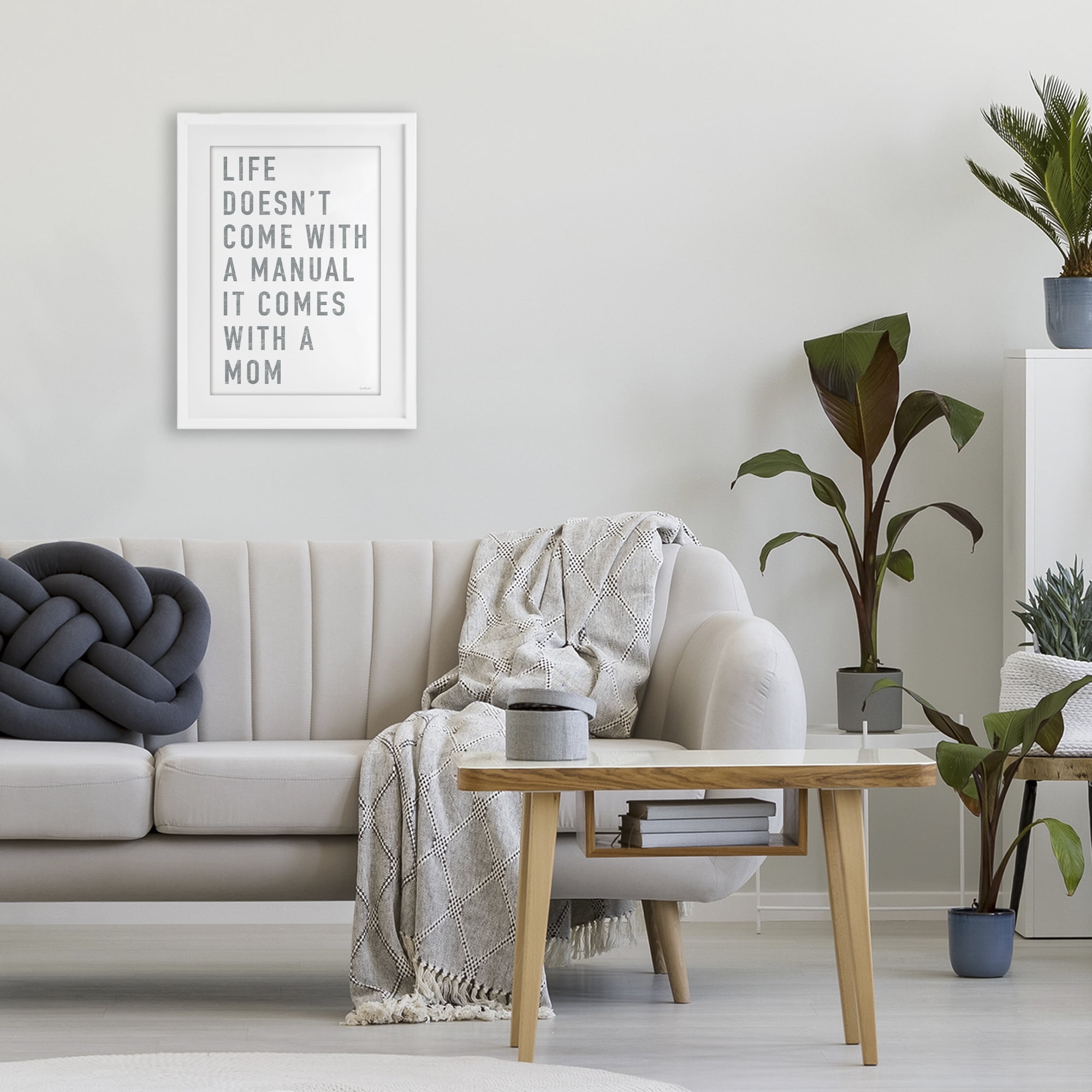 Stupell Industries Life Manual Is Mom White Framed Print Under Glass, design by Elizabeth Tyndall