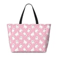 thumbnail image 2 of Pofeuu Pink Cartoon Bear Print Beach Bag,Waterproof Sandproof Beach Tote Bag, Large Capacity Foldable Beach Bags for Women, 2 of 7