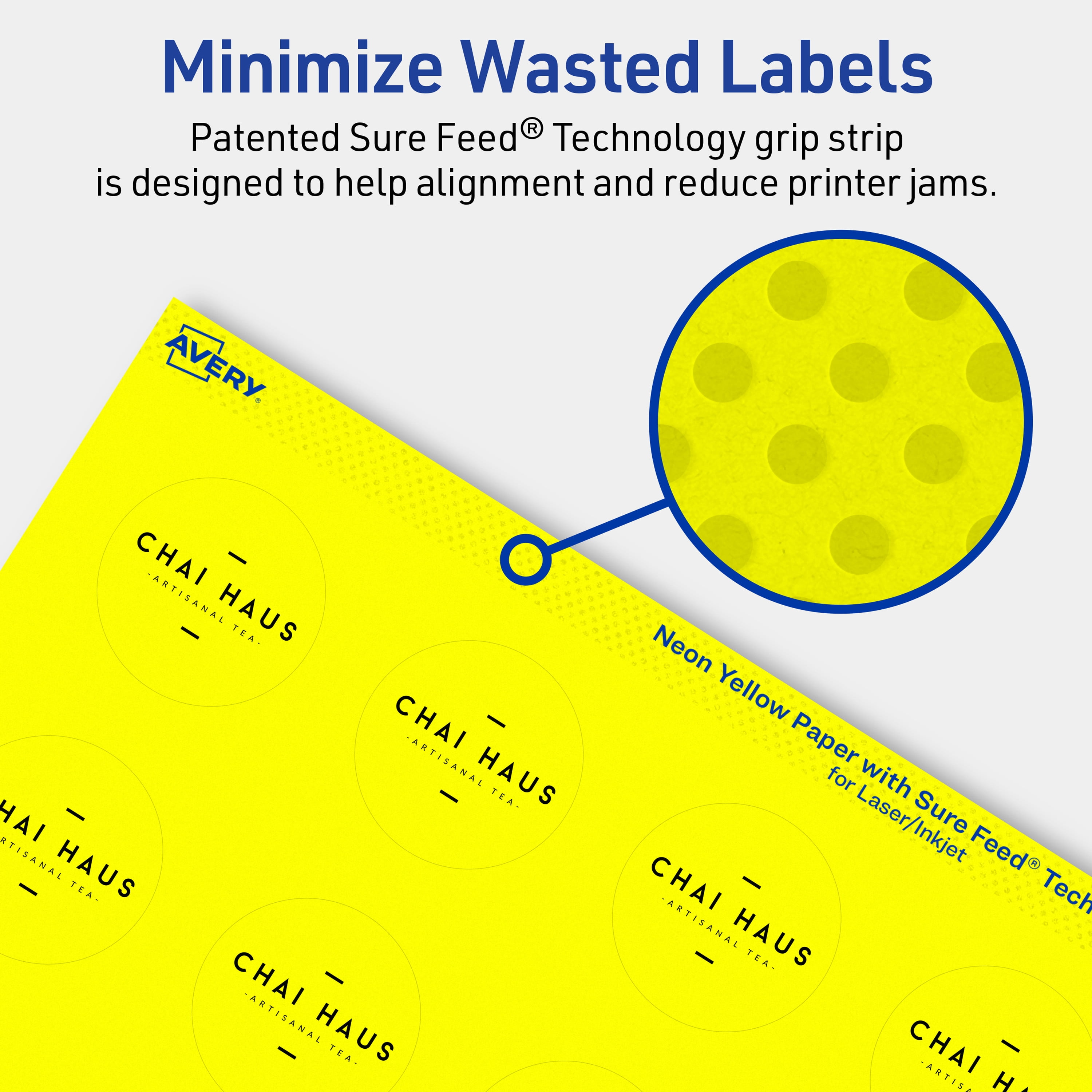 Avery Printable Round Labels, Neon Yellow, 1.5" Diameter, 800ct