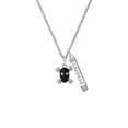 thumbnail image 2 of Delight Jewelry Silvertone Small Black Resin Skull with AB Crystals Silvertone Courage Strength Wisdom Honesty Bar Charm Necklace, 23", 2 of 4