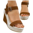 thumbnail image 5 of Samdudou Espadrille Wedge Sandals for Women Open Toe Ankle Strap with Buckle Suede Straps Jute Wrapped Summer Dressy Casual Everyday Footwear Ladies Travel Resort, 5 of 9