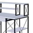 thumbnail image 2 of Benjara Industrial Style Desk with 4 Open Selves and Bookcase Hutch, White-Color:White, 2 of 5