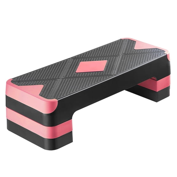 28 Inch Adjustable Aerobic Stepper Platform with 4 Risers Non Slip Surface Home Gym Cardio Strength Training Bench Red