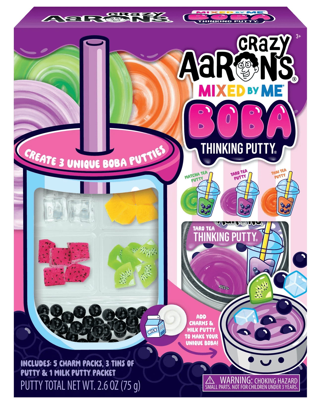 Crazy Aaron's Mixed by Me Boba Thinking Putty Kit, Ages 3 and Up