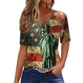 thumbnail image 2 of GaThRRgYP Women's Relaxed Fit Short Sleeve Top,Ladies' Independence Day Printed Button Up Three Quarter Sleeve 3/4 Sleeve V-neck Top/shirt Red XL, 2 of 5