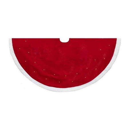 UPC 086131453809 product image for Kurt Adler 50-inch Battery Operated Red with White Fur LED Tree skirt | upcitemdb.com